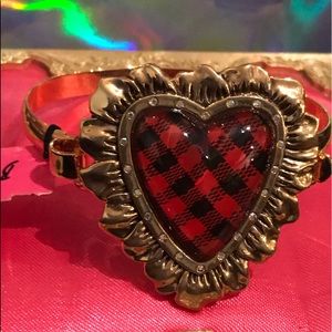 Betsey Johnson red heart plaid school bracelet